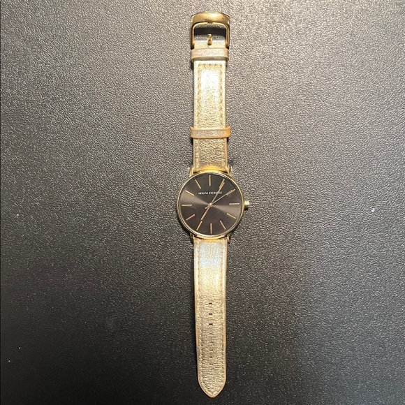 Armani Exchange Elegant Gold and Black Women's Watch - Picture 1 of 3